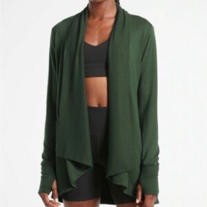 Elegant Forest Green Drape Cardigan A0439